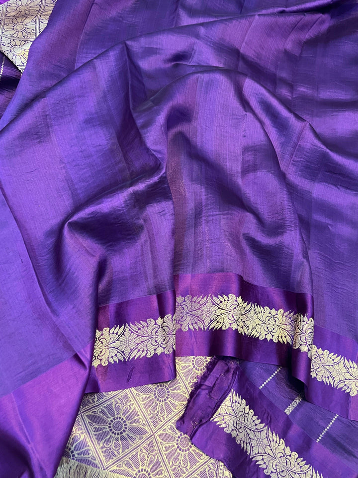 Purple Pure Banarasi Handloom Silk Saree - Aura Benaras