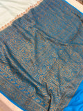 Pale Blue Pure Banarasi Khaddi Crepe Silk Saree - Aura Benaras