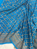 Pale Blue Pure Banarasi Khaddi Crepe Silk Saree - Aura Benaras