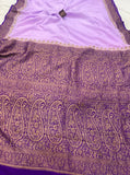 Lilac Pure Banarasi Khaddi Crepe Silk Saree - Aura Benaras