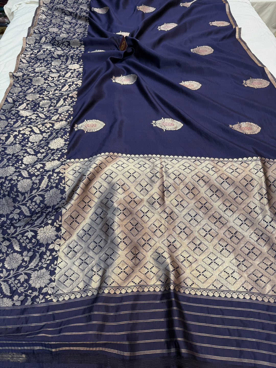 Navy Pure Silk Handloom Banarasi Saree