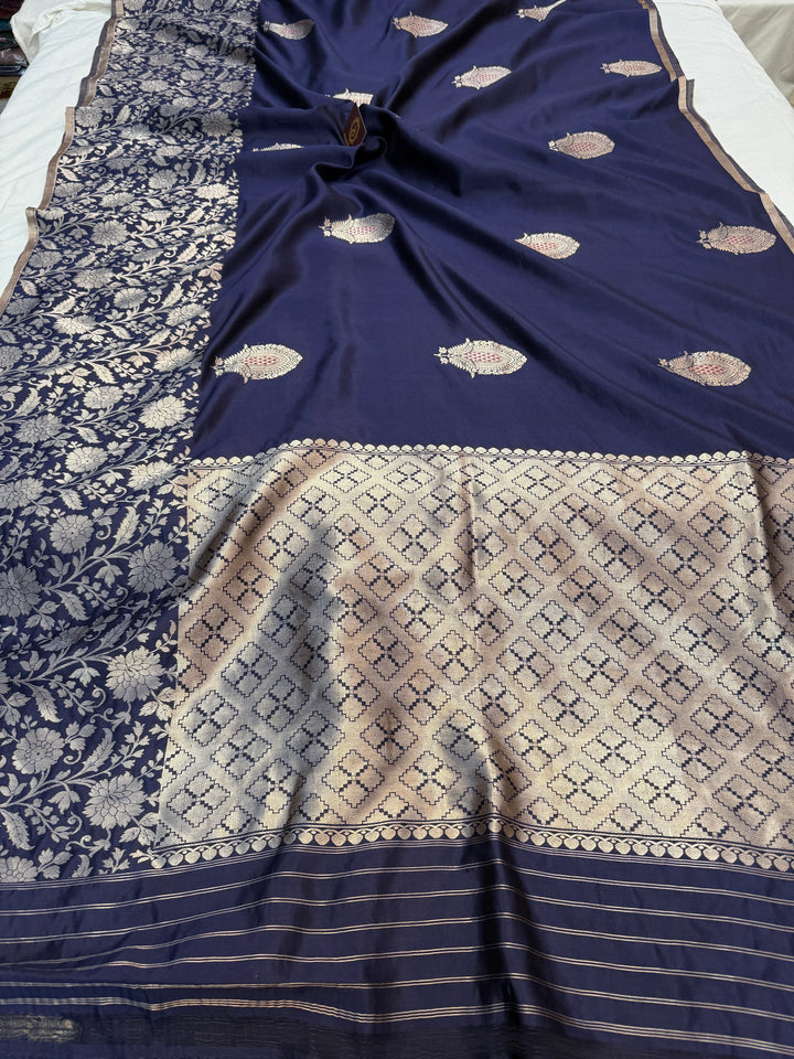Navy Pure Silk Handloom Banarasi Saree