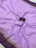 Lilac Pure Banarasi Khaddi Crepe Silk Saree - Aura Benaras