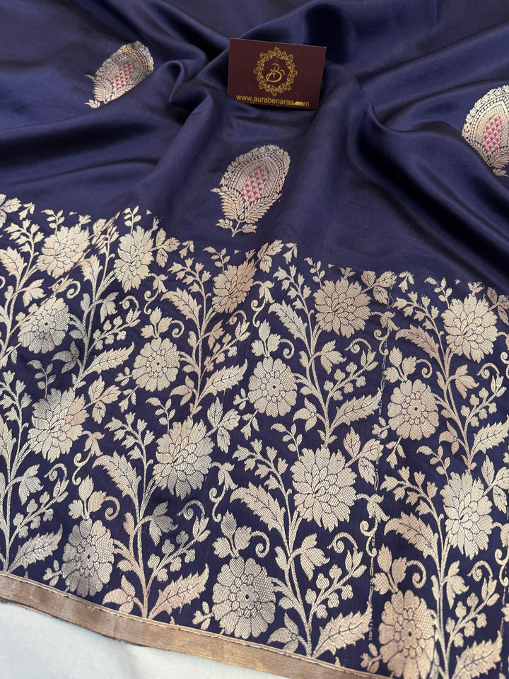 Navy Pure Silk Handloom Banarasi Saree