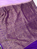 Lilac Pure Banarasi Khaddi Crepe Silk Saree - Aura Benaras