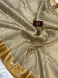 Grey Pure Banarasi Handloom Kora Silk Saree - Aura Benaras