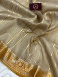 Grey Pure Banarasi Handloom Kora Silk Saree - Aura Benaras