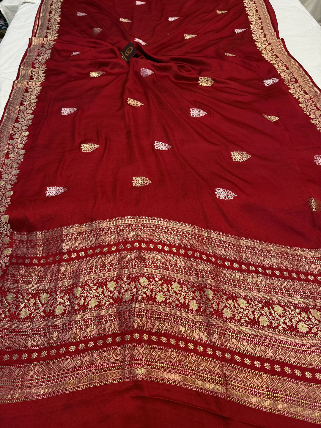 Maroon Pure Mashru Silk Handloom Banarasi Saree