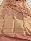 Old Rose Kadwa Jaal Pure Banarasi Handloom Katan Silk Saree - Aura Benaras