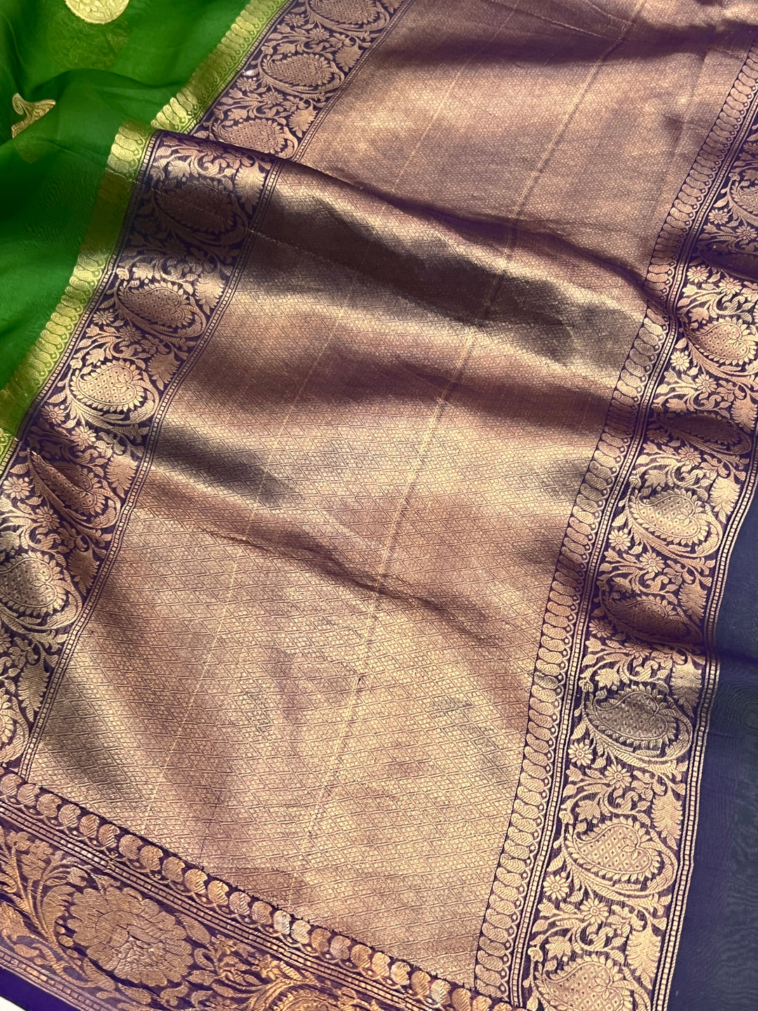 Green Pure Kora Silk Handloom Banarasi Saree