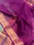 Saje Green Pure Banarasi Handloom Kora Silk Saree - Aura Benaras