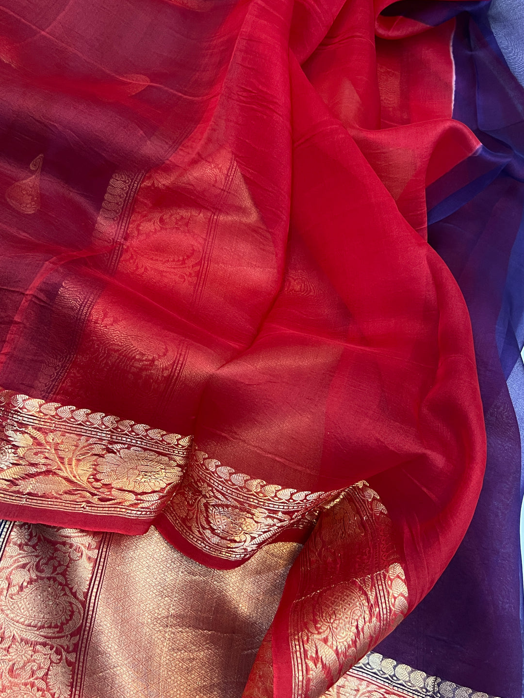 Purple Pure Kora Silk Handloom Banarasi Saree