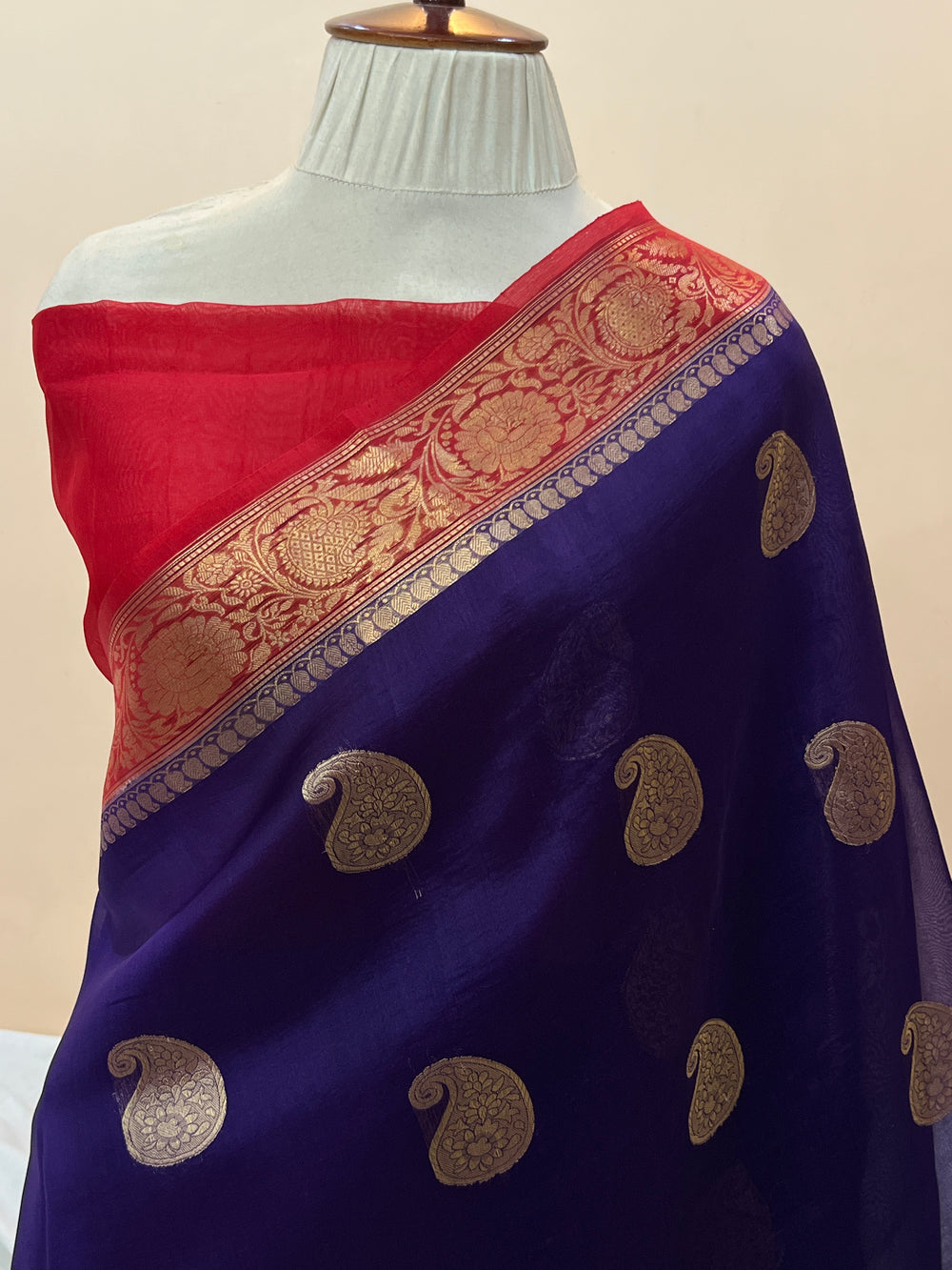 Purple Pure Kora Silk Handloom Banarasi Saree