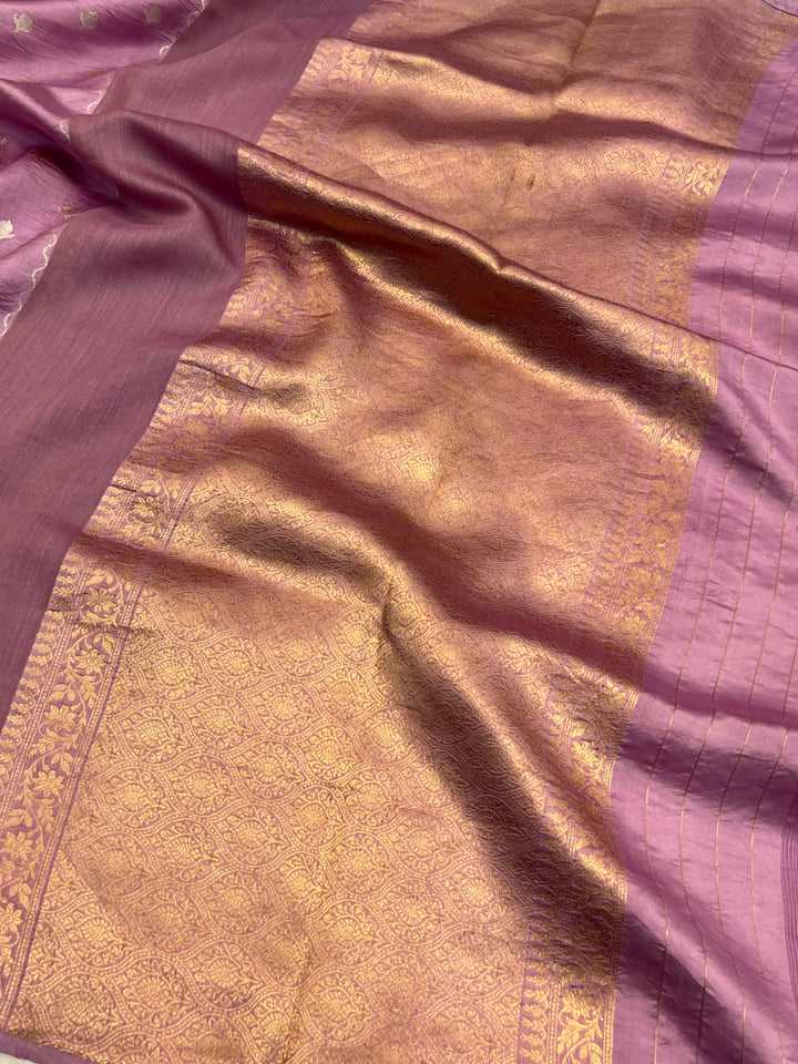 Lavender Pure Silk Handloom Banarasi Saree