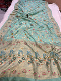 Light Blue Banarasi Khaddi Georgette Saree - Aura Benaras