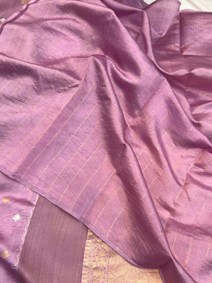 Lavender Pure Silk Handloom Banarasi Saree
