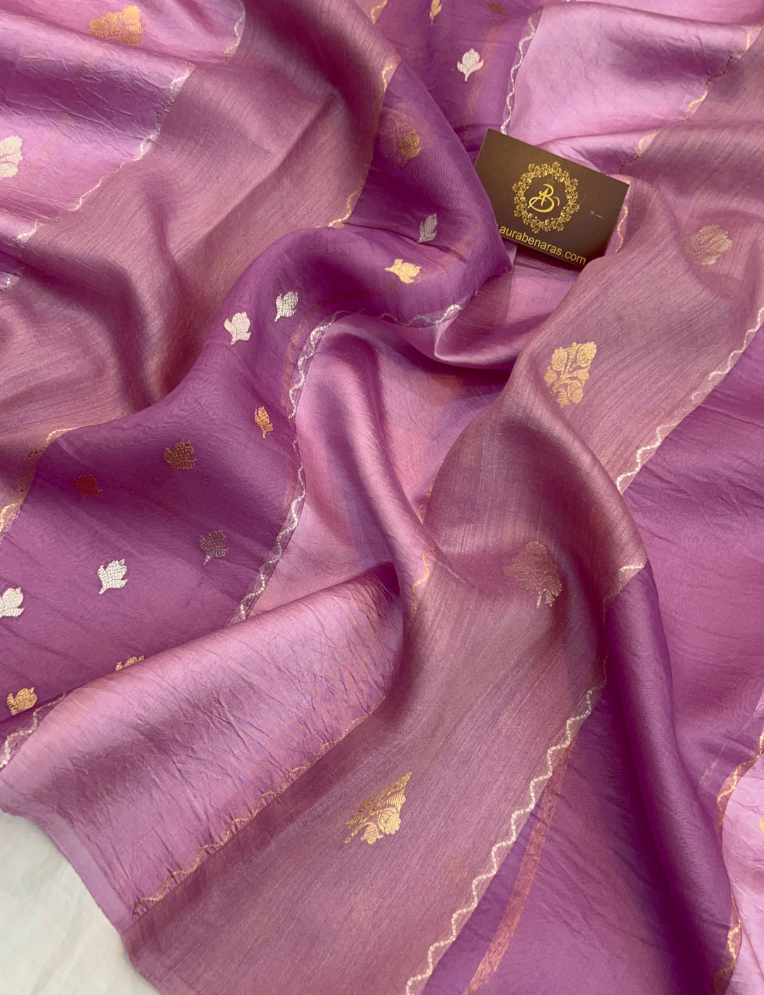 Lavender Pure Silk Handloom Banarasi Saree