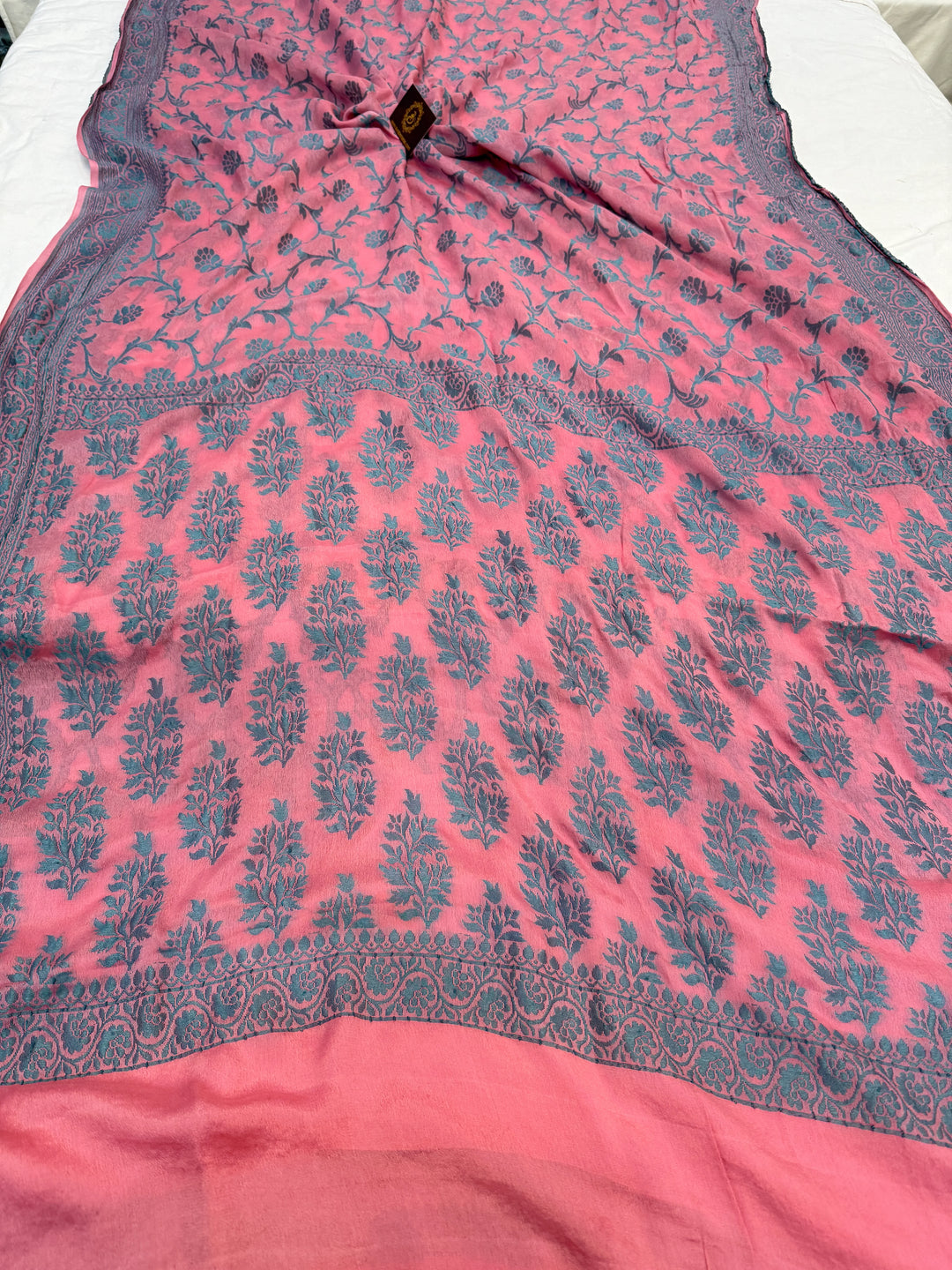 Onion Shade Pure Banarasi Khaddi Chiffon Saree