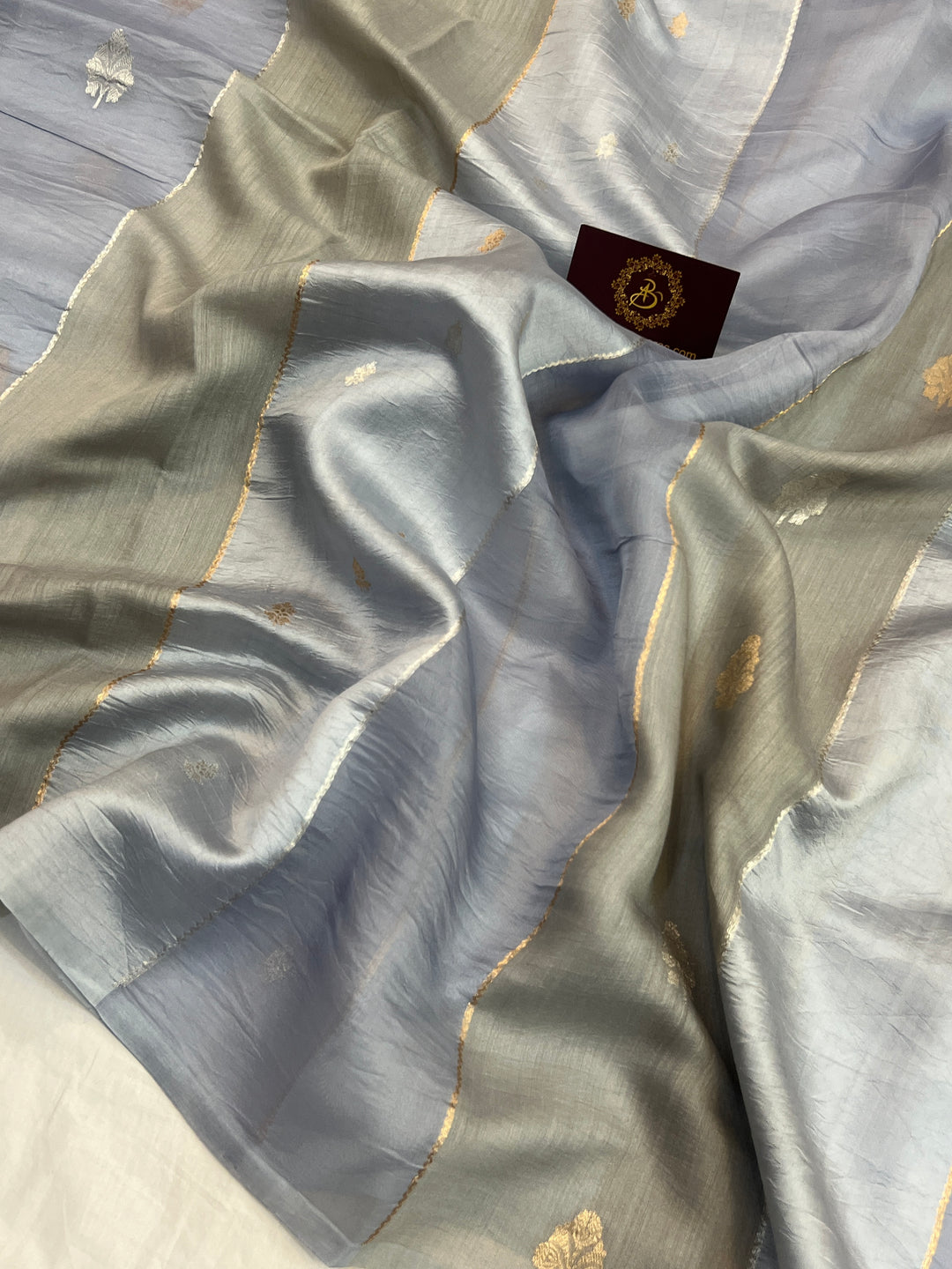 Grey Pure Silk Handloom Banarasi Saree
