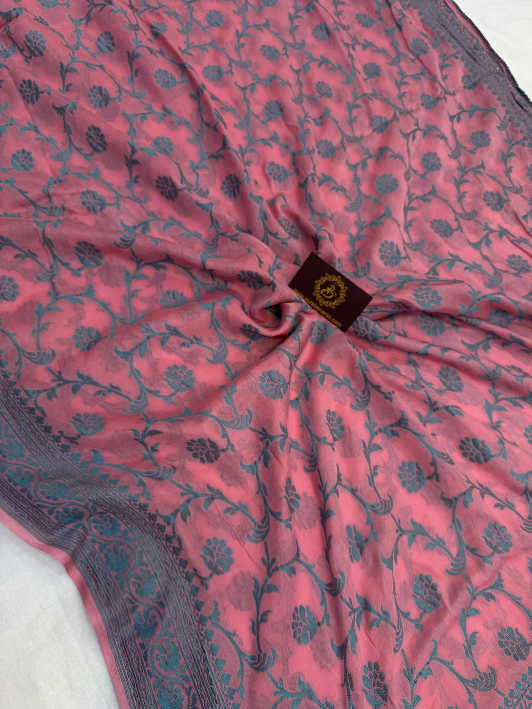 Onion Shade Pure Banarasi Khaddi Chiffon Saree