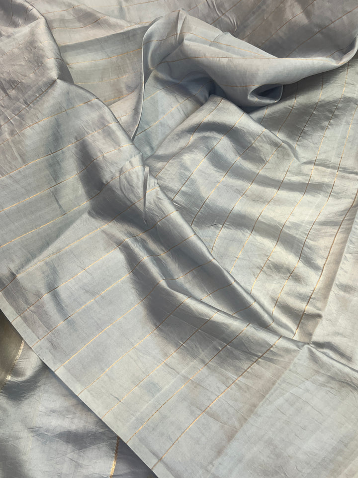 Grey Pure Silk Handloom Banarasi Saree