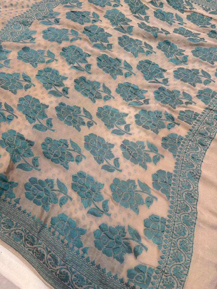 Grey Pure Banarasi Khaddi Chiffon Saree