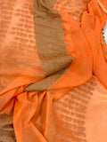Off White  Banarasi Handloom Pure Georgette Silk Saree - Aura Benaras