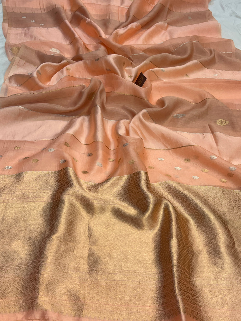 Peach Pure Silk Handloom Banarasi Saree