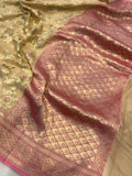 Beige Banarasi Khaddi Georgette Saree - Aura Benaras