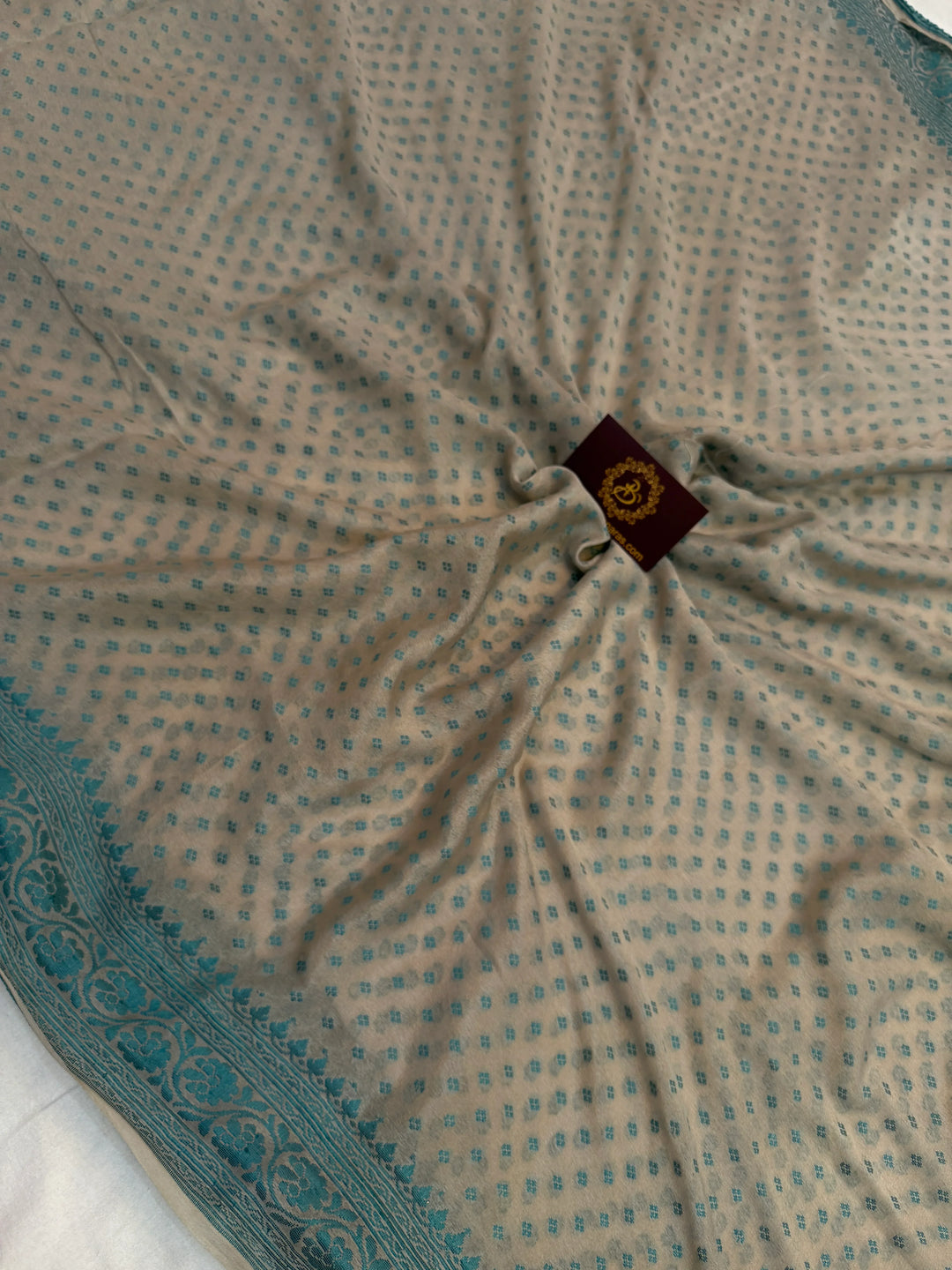 Grey Pure Banarasi Khaddi Chiffon Saree