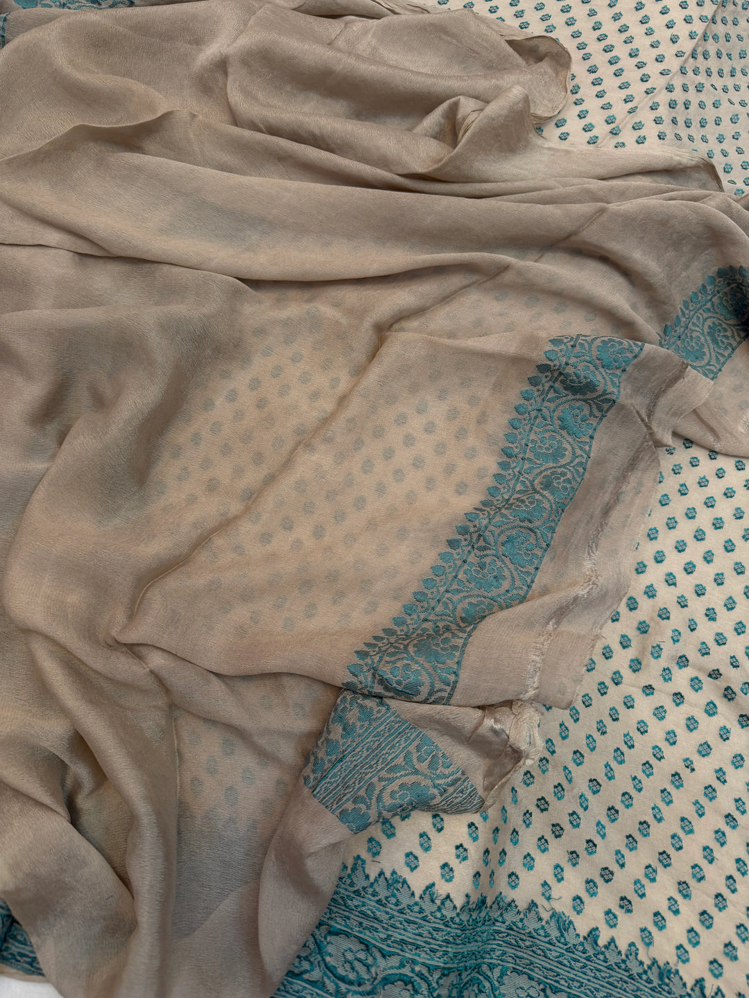 Grey Pure Banarasi Khaddi Chiffon Saree