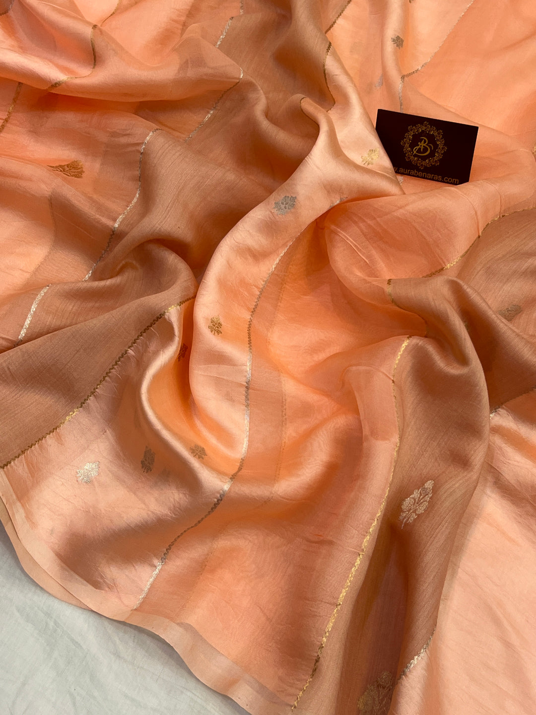 Peach Pure Silk Handloom Banarasi Saree