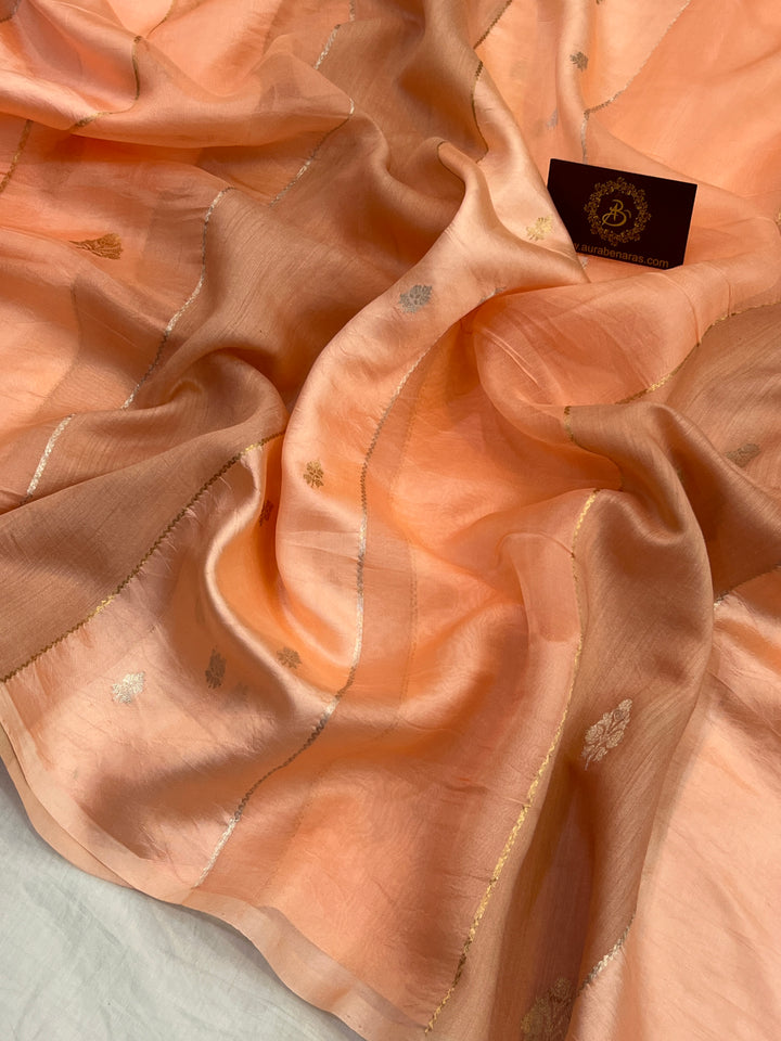 Peach Pure Silk Handloom Banarasi Saree