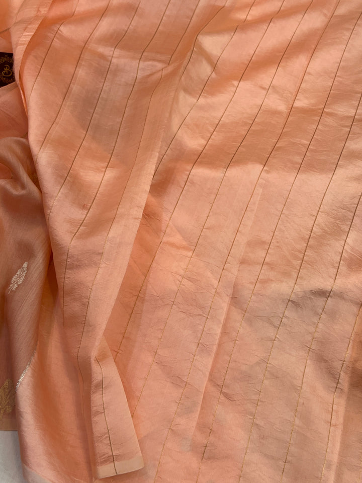 Peach Pure Silk Handloom Banarasi Saree