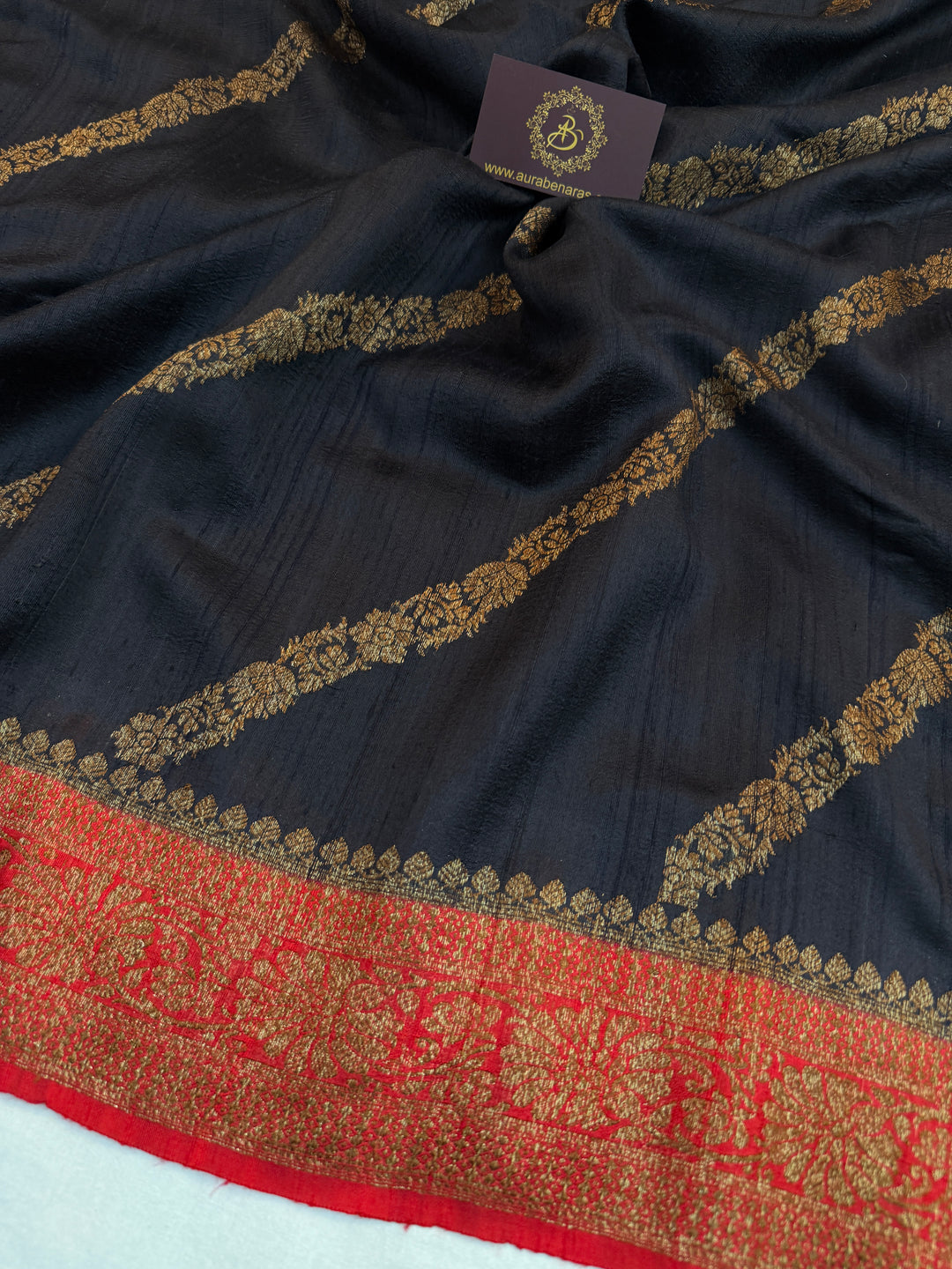 Black Pure Raw Silk Handloom Banarasi Saree