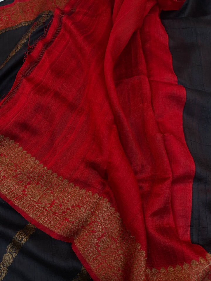 Black Pure Raw Silk Handloom Banarasi Saree
