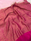 Baby Pink Pure Banarasi Khaddi Crepe Silk Saree - Aura Benaras