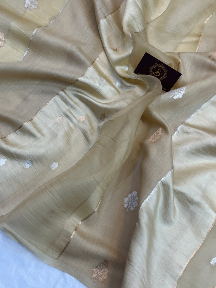 Almond Beige Pure Silk Handloom Banarasi Saree