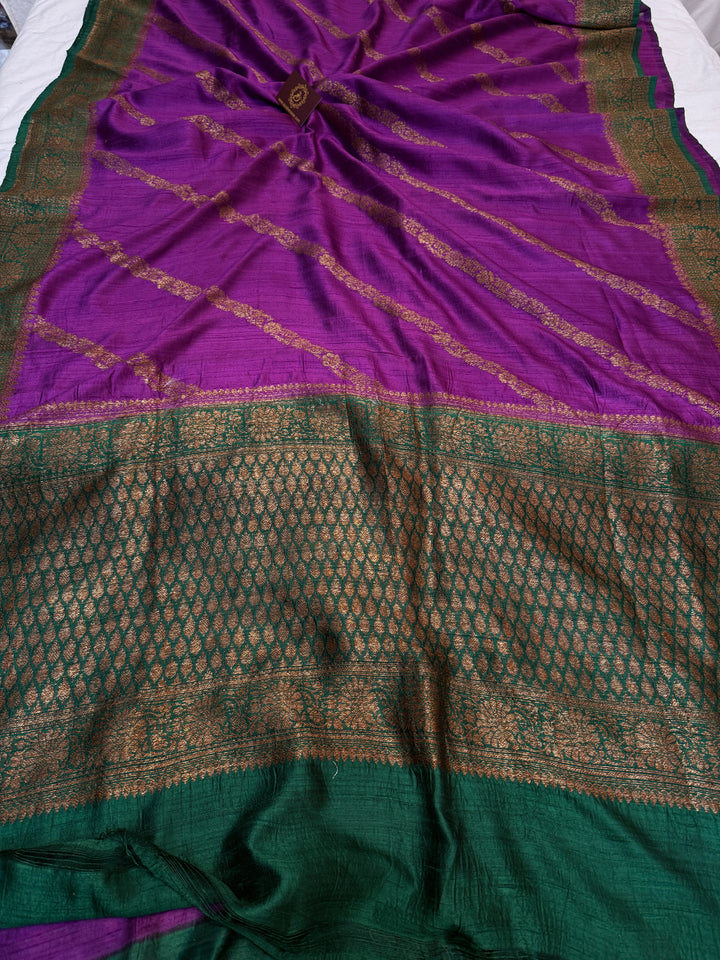 Purple Pure Raw Silk Handloom Banarasi Saree