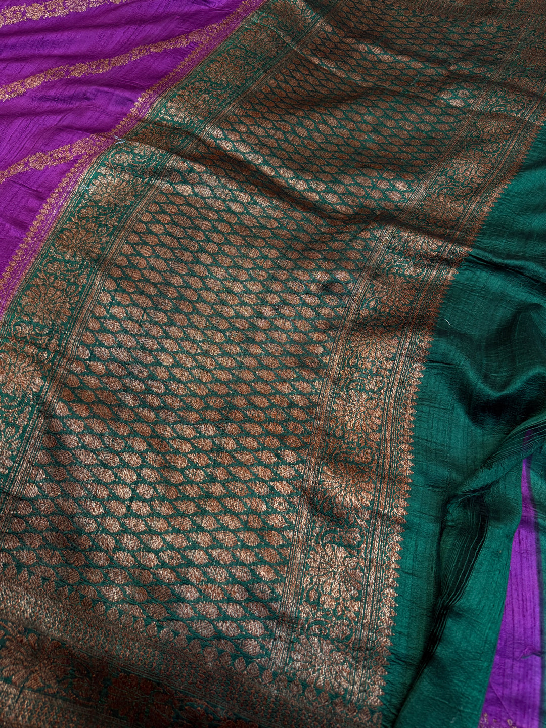 Purple Pure Raw Silk Handloom Banarasi Saree
