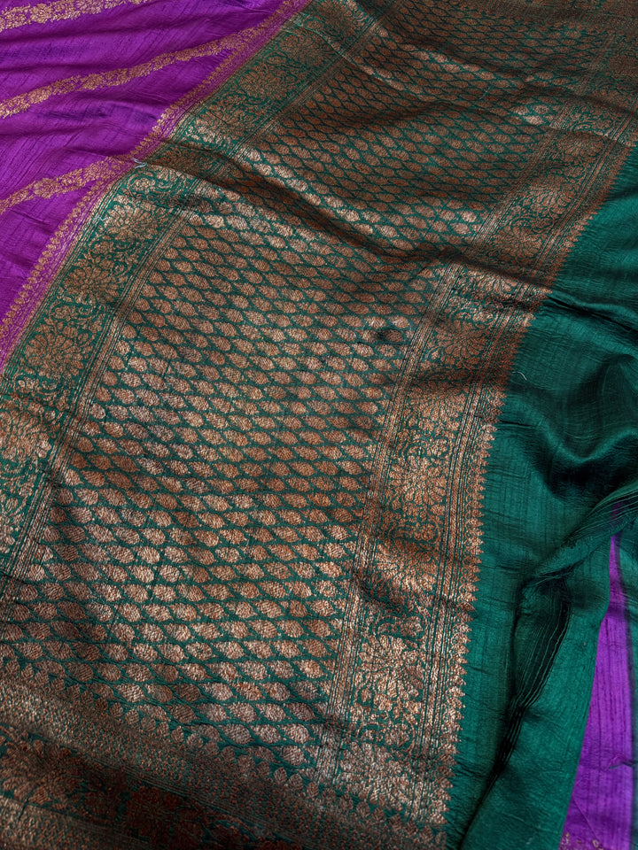 Purple Pure Raw Silk Handloom Banarasi Saree