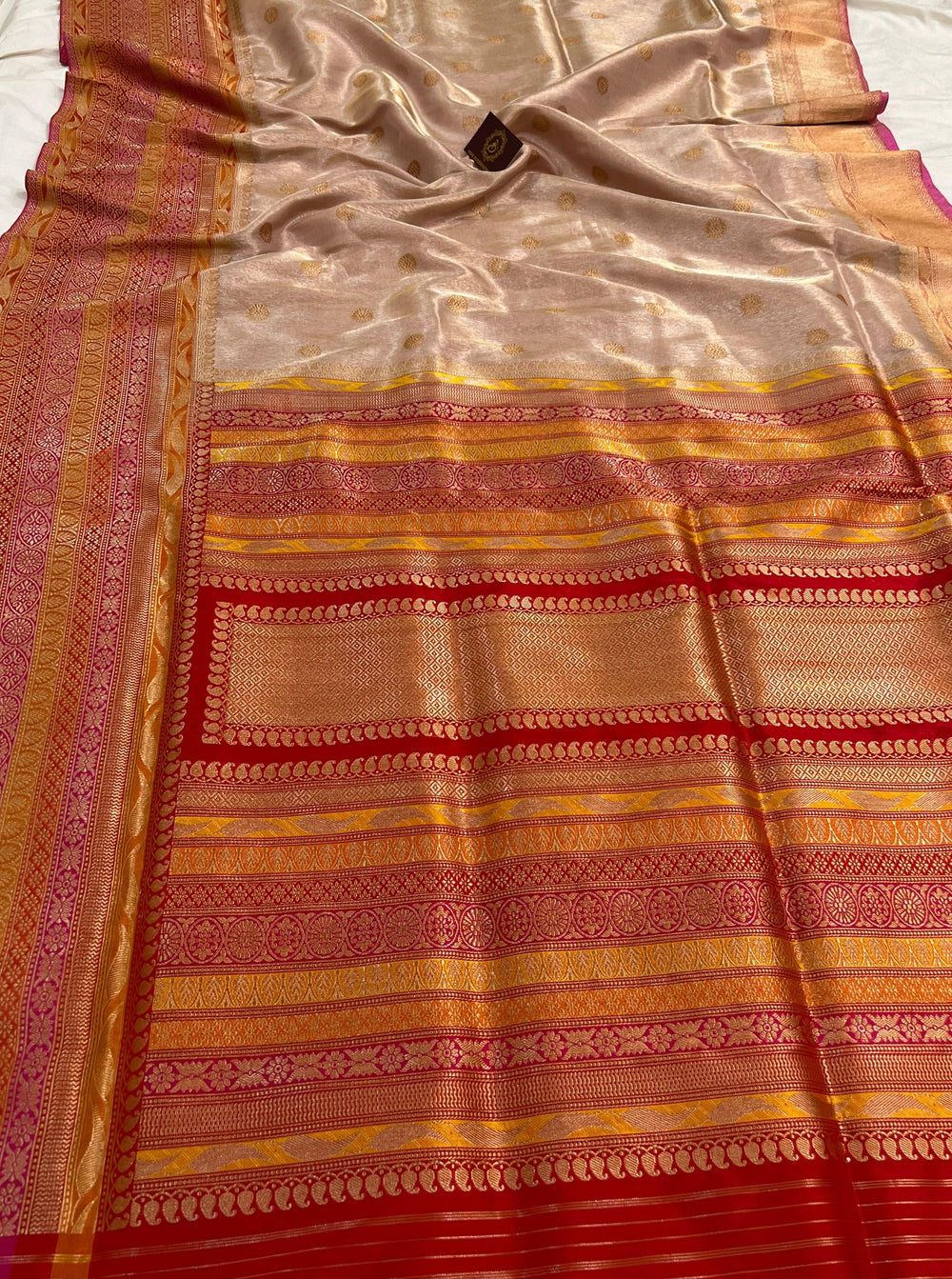 Pastel Pink Banarasi Handloom Katan Tissue Silk Saree - Aura Benaras