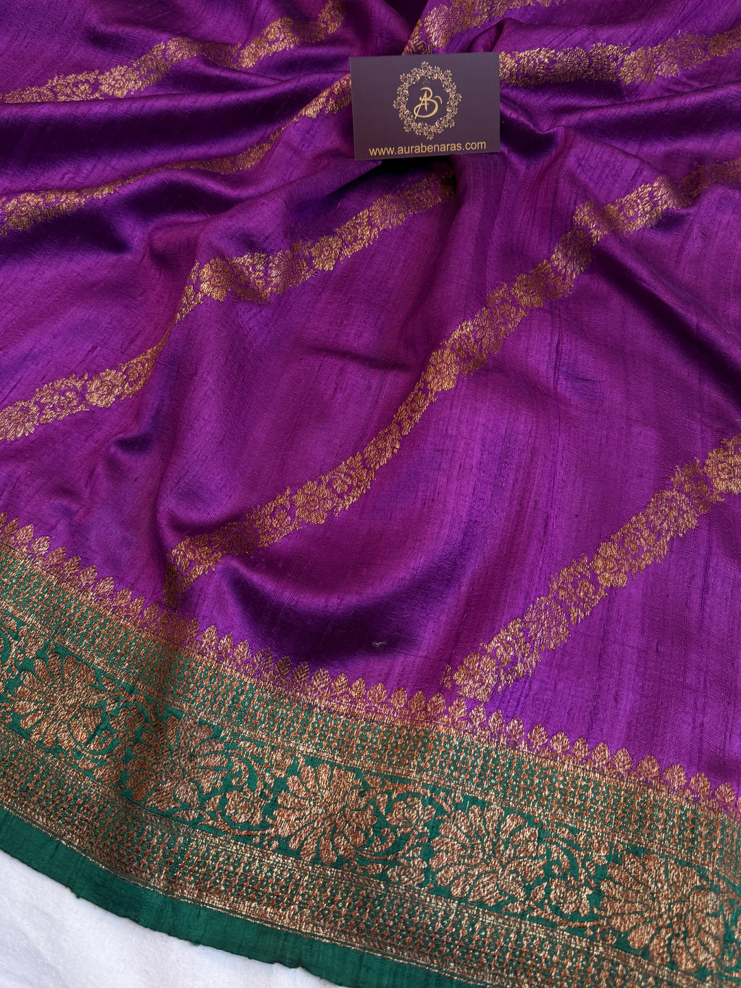 Purple Pure Raw Silk Handloom Banarasi Saree
