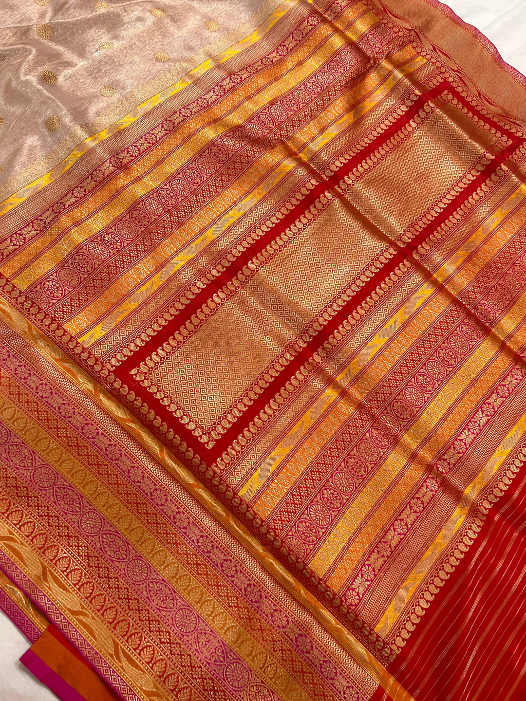 Pastel Pink Banarasi Handloom Katan Tissue Silk Saree - Aura Benaras