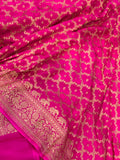 Baby Pink Pure Banarasi Khaddi Crepe Silk Saree - Aura Benaras