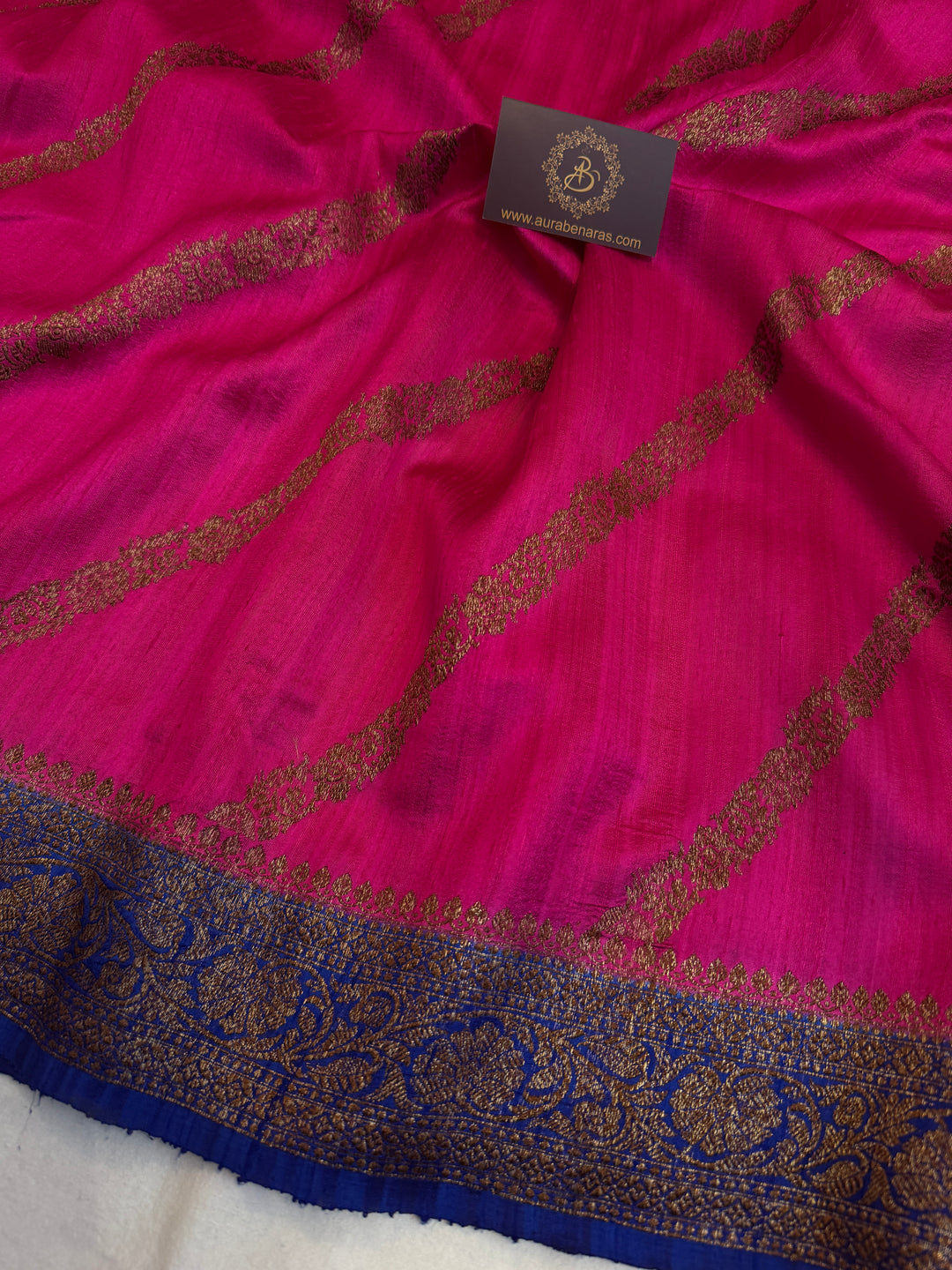 Rani Pink Pure Raw Silk Handloom Banarasi Saree