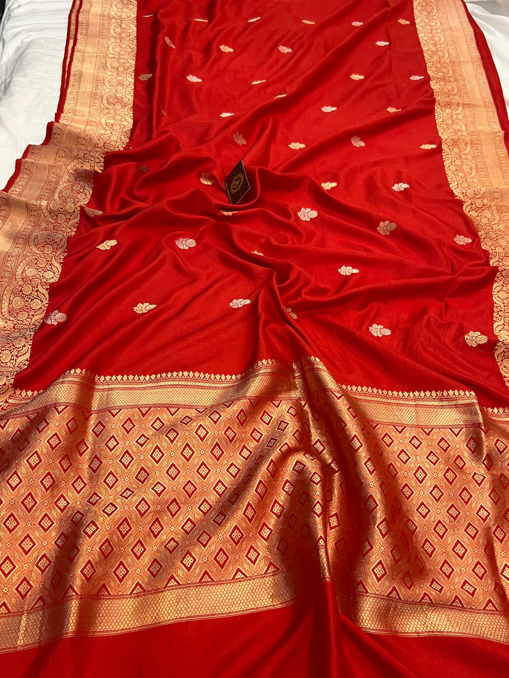 Red Pure Katan Silk Handloom Banarasi Saree