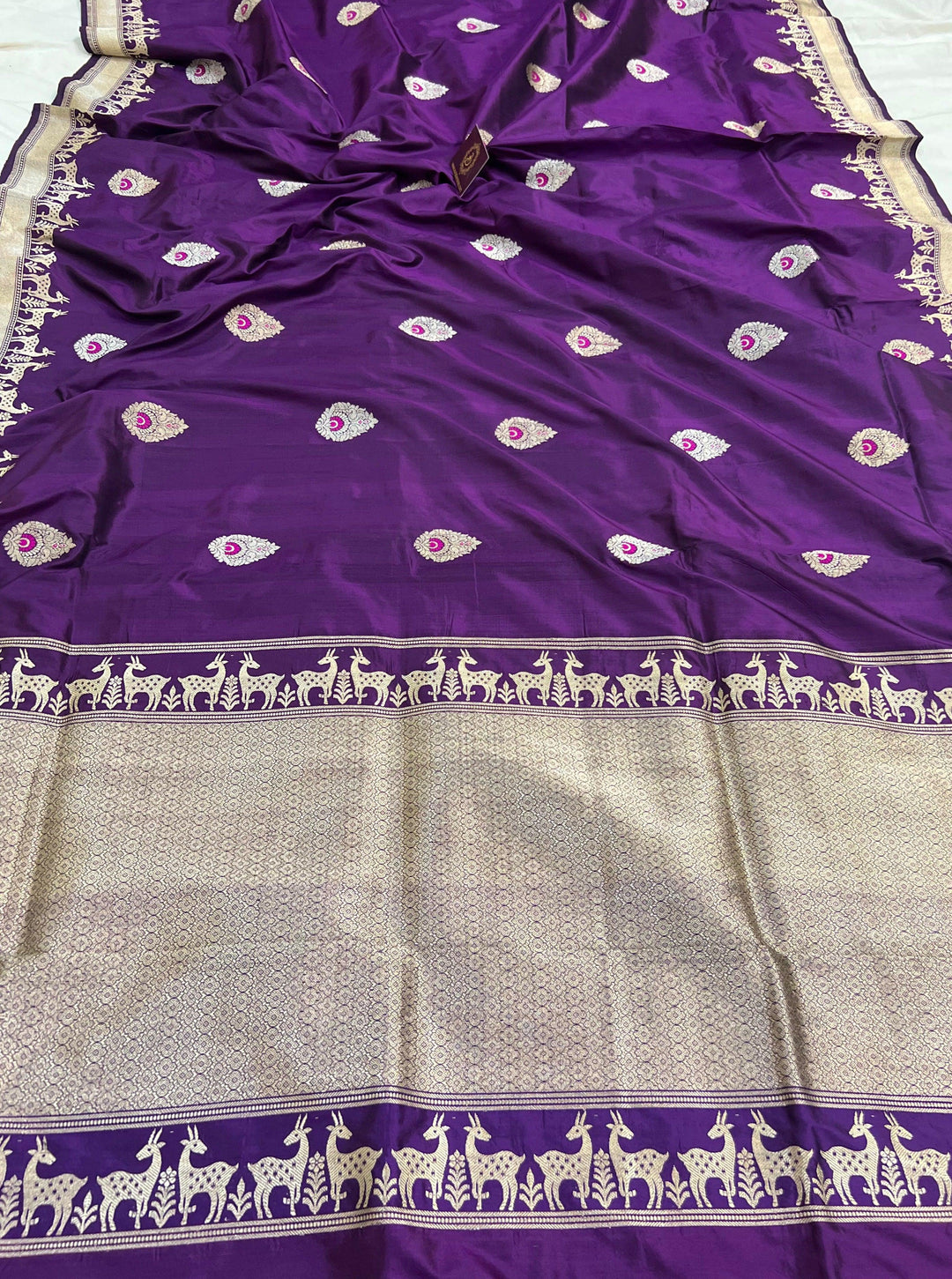 Deep Purple Banarasi Handloom Katan Silk Saree