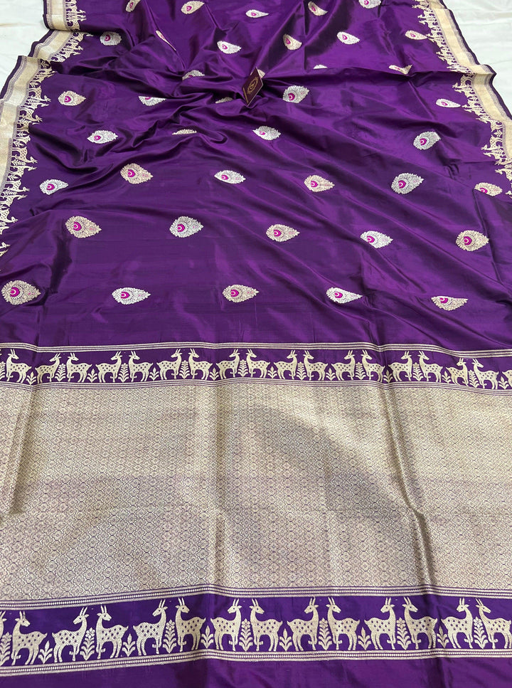 Deep Purple Banarasi Handloom Katan Silk Saree