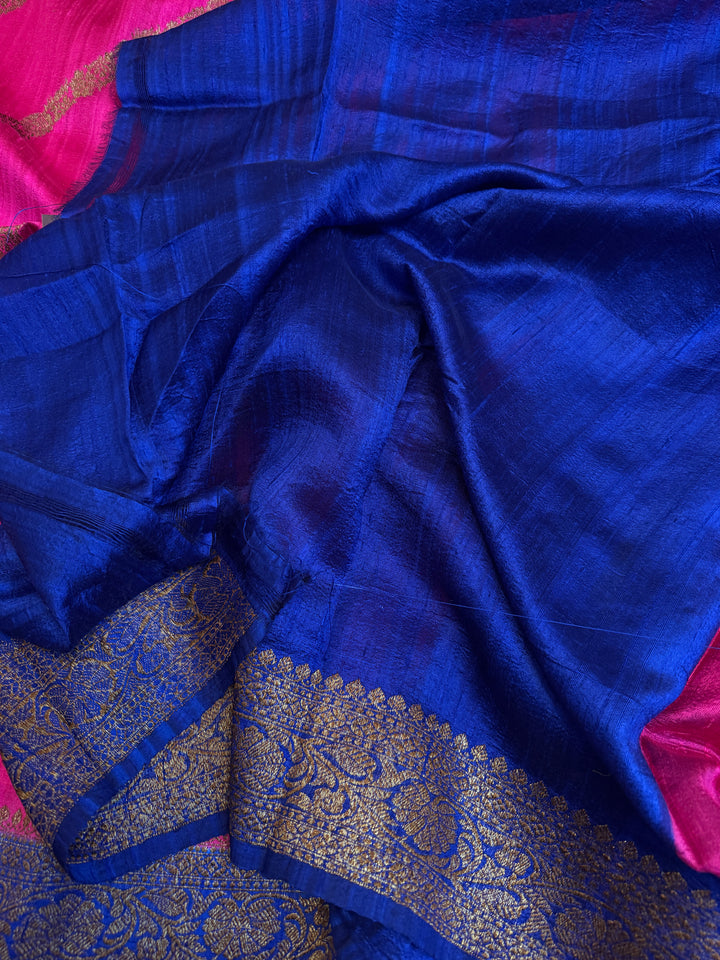 Rani Pink Pure Raw Silk Handloom Banarasi Saree